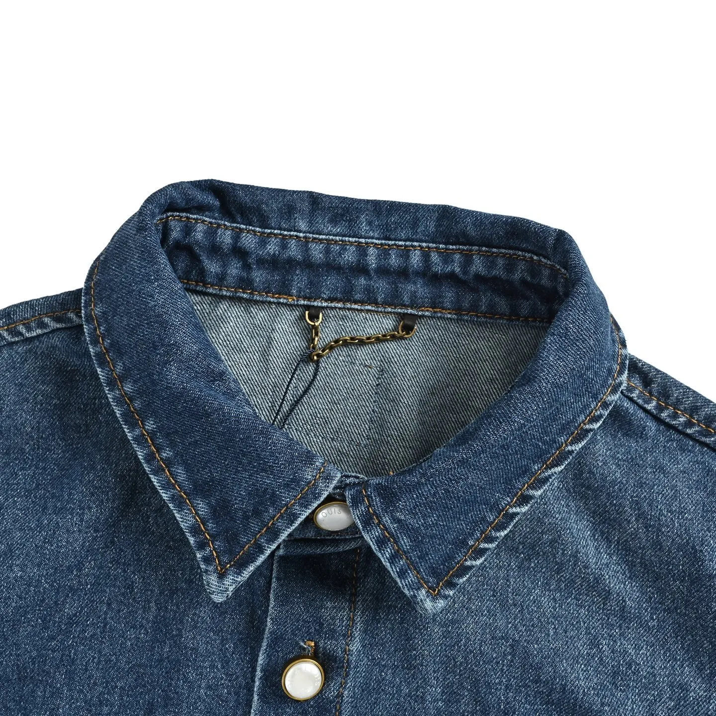 Louis Vuitton/Louis Vuitton pocket logo embroidered short-sleeved denim shirt